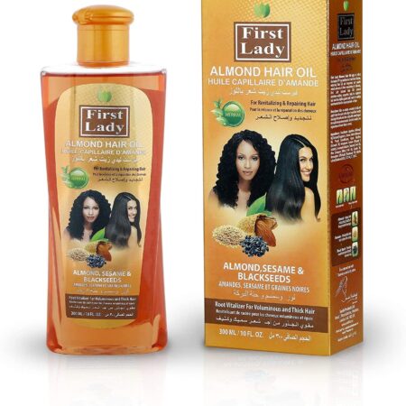 First Lady Almond Hair Oil helps reduces hair fall, fights against split ends, prevents hair from weakening & thinning, and moisturises hair