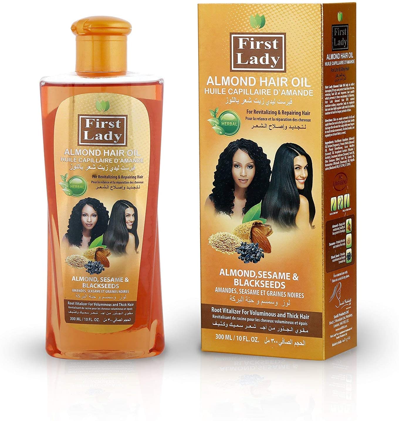 First Lady Almond Hair Oil helps reduces hair fall, fights against split ends, prevents hair from weakening & thinning, and moisturises hair