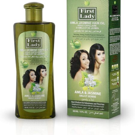First Lady Amla Jasmine Hair Oil for coloured hair. This oil protects coloured hair from early fading, moisturises and prevents hair damage.