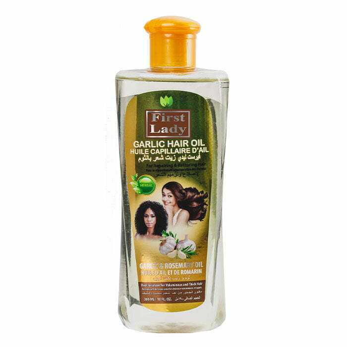 First Lady Garlic Hair Oil treats the scalp, removes dandruff and strengthens hair. Hair becames less dense & nourished. Garlic benefits without the smell.