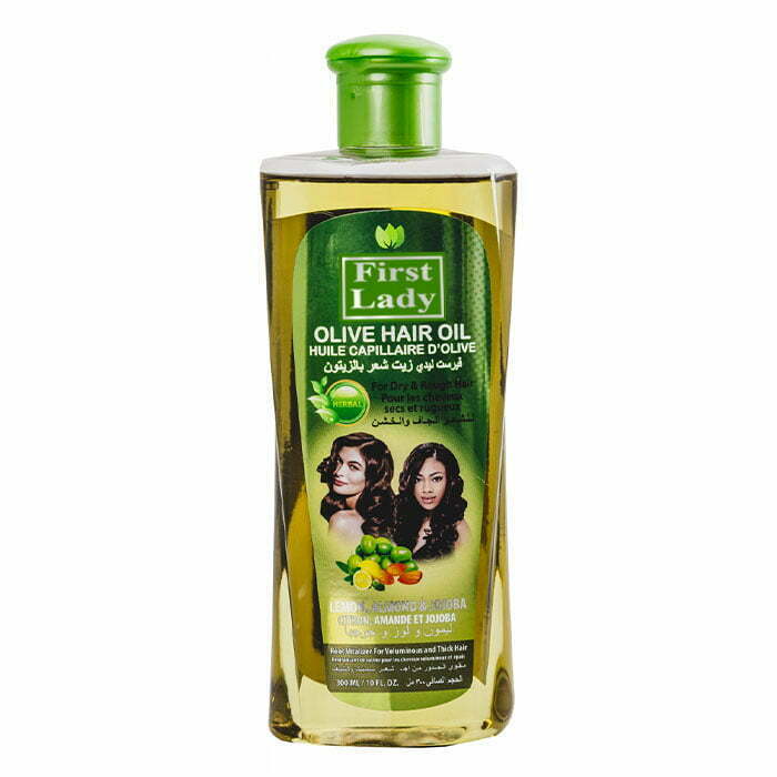 First Lady Olive Hair Oil contains Olive, Lemon, Almond & Jojoba extracts. The unique formulatiion strengthens hair strands, provides volume & thickness.