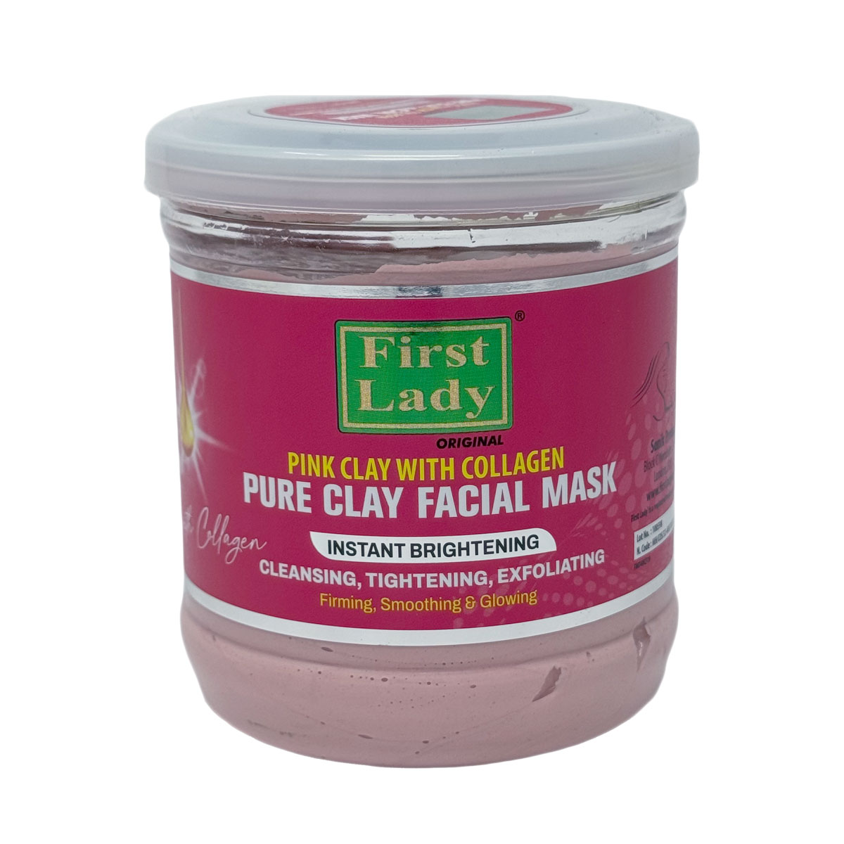 Pink clay face mask with collagen