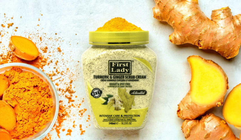 First Lady London Turmeric & Ginger Scrub Cream 540ml - Bright & Spot Free face and body scrub
