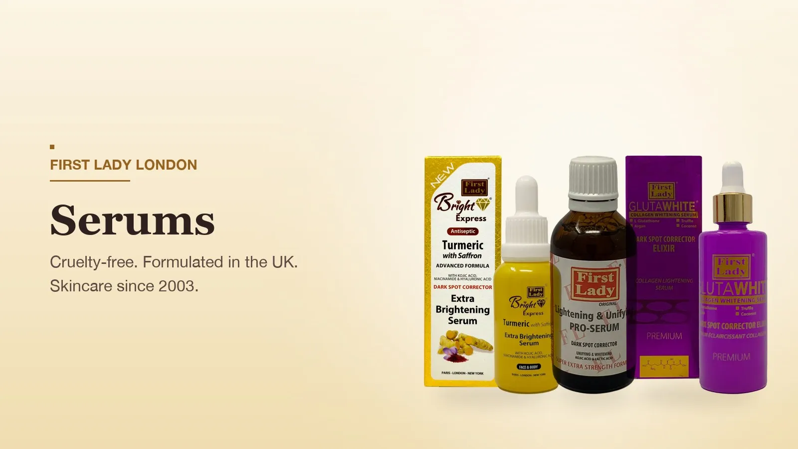 First Lady London products featured on the Brightening Serum UK page