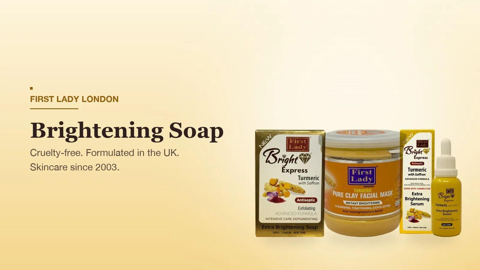 First Lady London products featured on the Turmeric Soap UK page